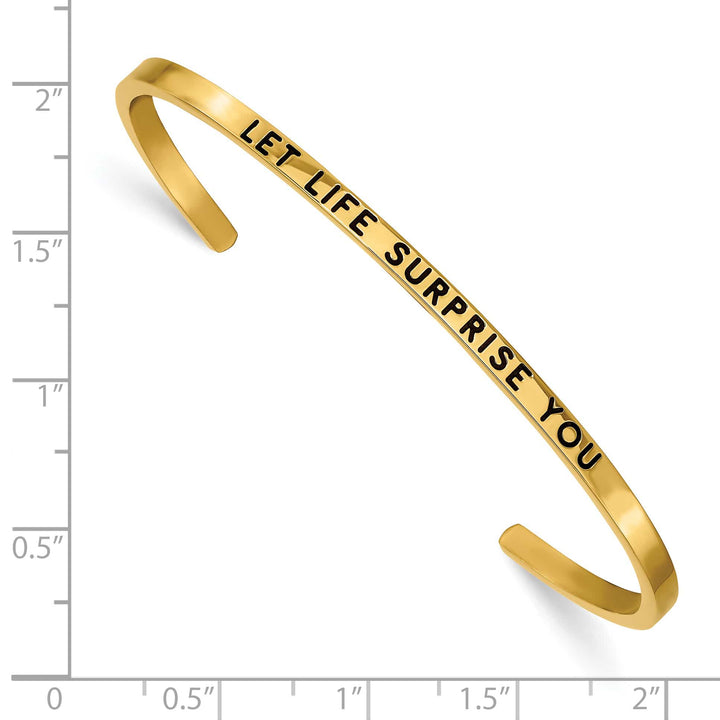 Chisel Stainless Steel Yellow IP-plated and Enameled Crystal LET LIFE