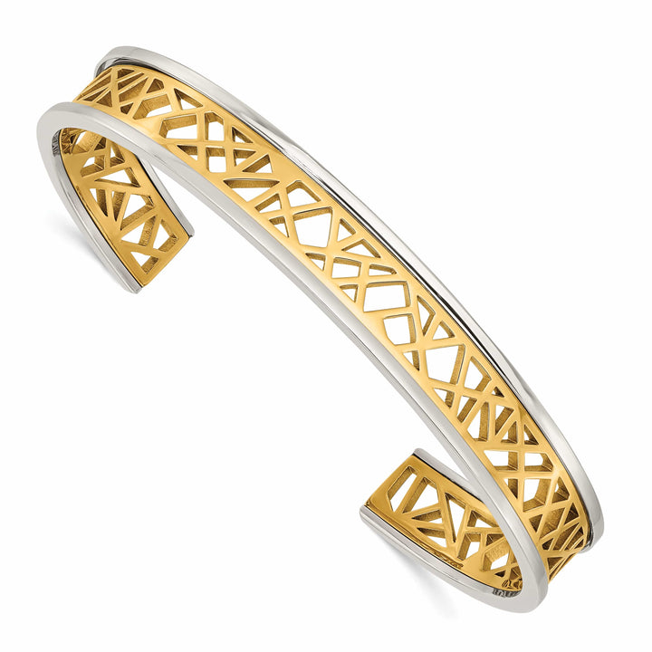 Chisel Stainless Steel Yellow IP-plated Cut out Center 9.5mm Cuff
