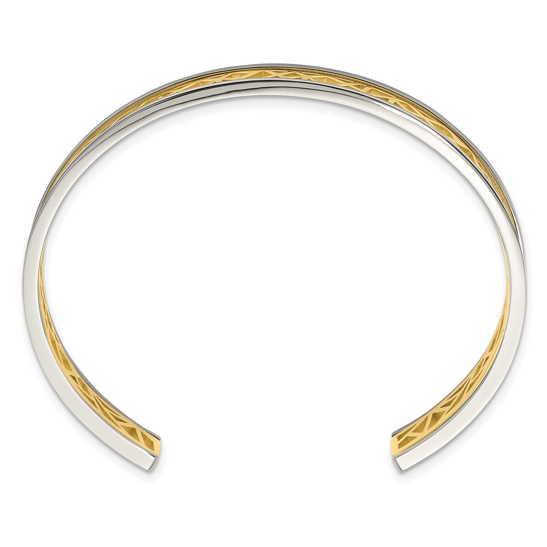 Chisel Stainless Steel Yellow IP-plated Cut out Center 9.5mm Cuff