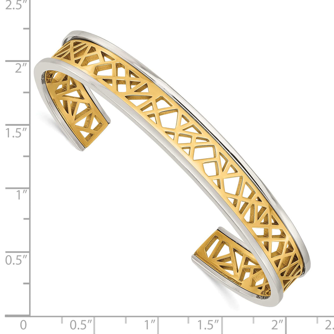 Chisel Stainless Steel Yellow IP-plated Cut out Center 9.5mm Cuff