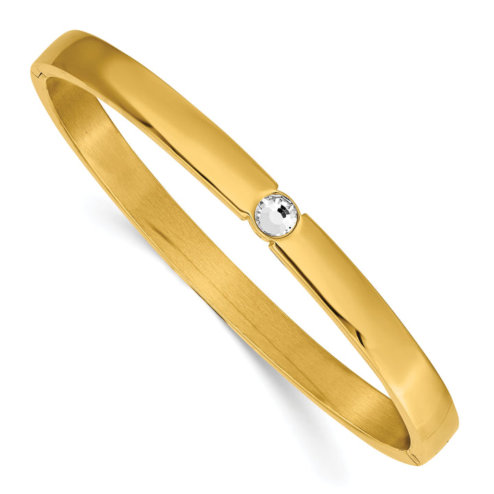 Chisel Stainless Steel Yellow IP-plated Preciosa Crystal 6mm Hinged