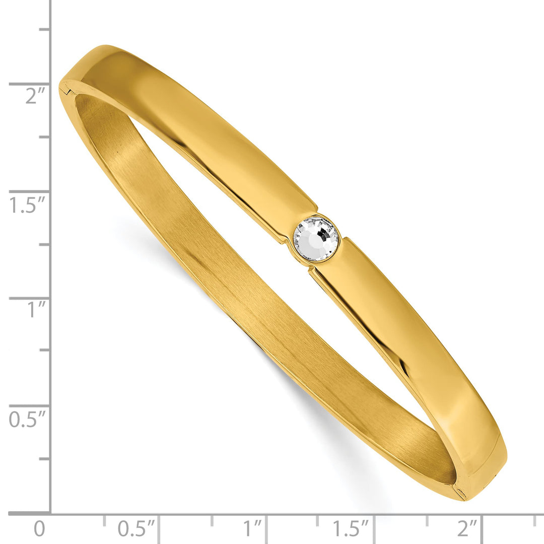 Chisel Stainless Steel Yellow IP-plated Preciosa Crystal 6mm Hinged