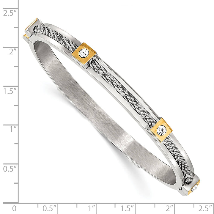 Chisel Stainless Steel Yellow IP-plated Preciosa Crystal Hinged Bangle