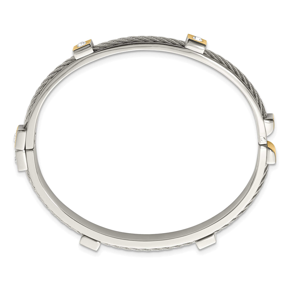 Chisel Stainless Steel Yellow IP-plated Preciosa Crystal Hinged Bangle