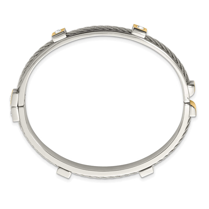 Chisel Stainless Steel Yellow IP-plated Preciosa Crystal Hinged Bangle