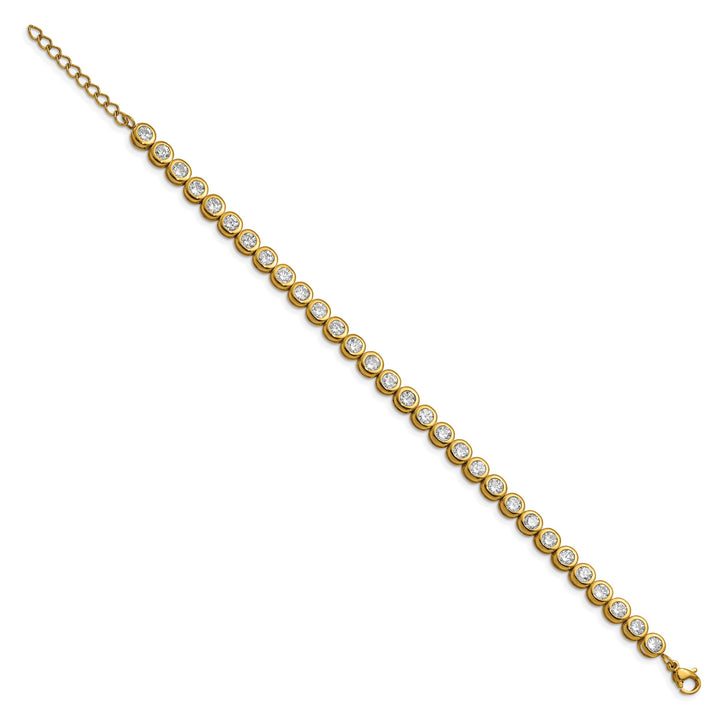 Chisel Stainless Steel Yellow IP-plated Round CZ Link 7" Bracelet