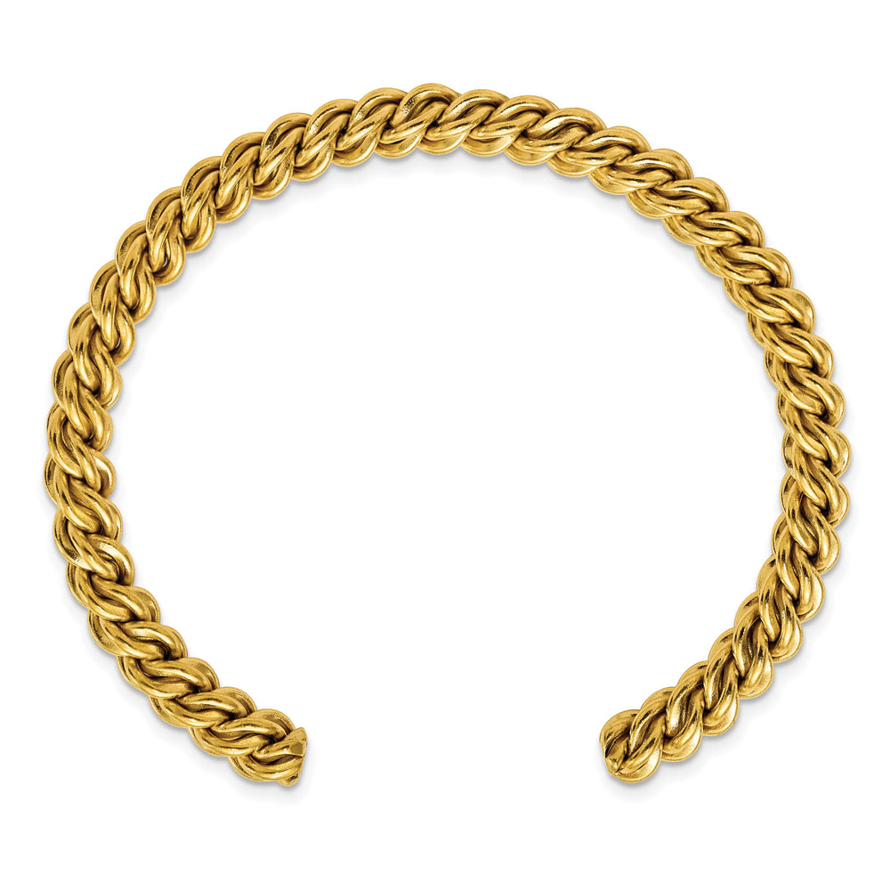 Chisel Stainless Steel Yellow IP-plated Twisted 6mm Cuff Bangle
