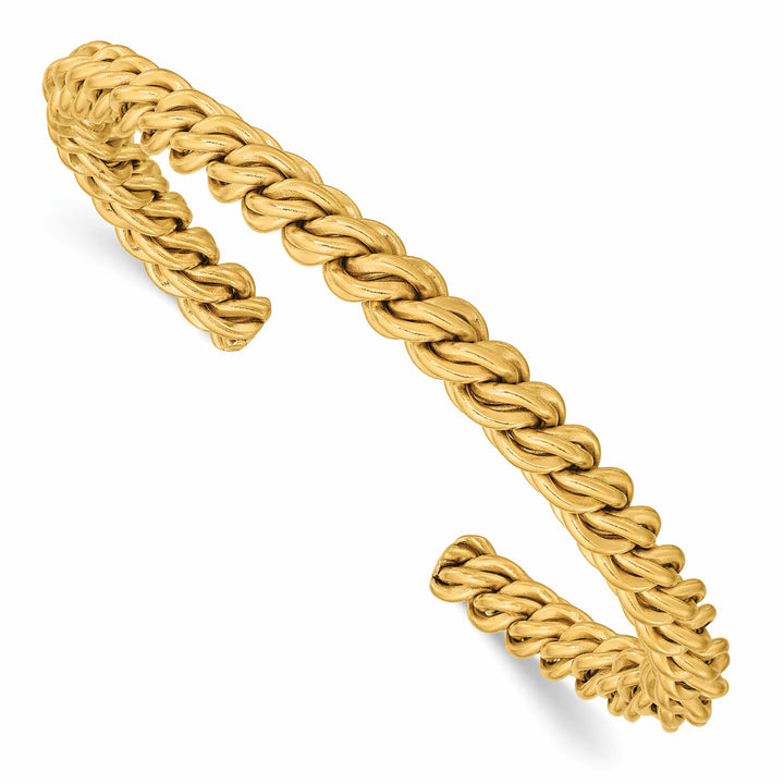 Chisel Stainless Steel Yellow IP-plated Twisted 6mm Cuff Bangle