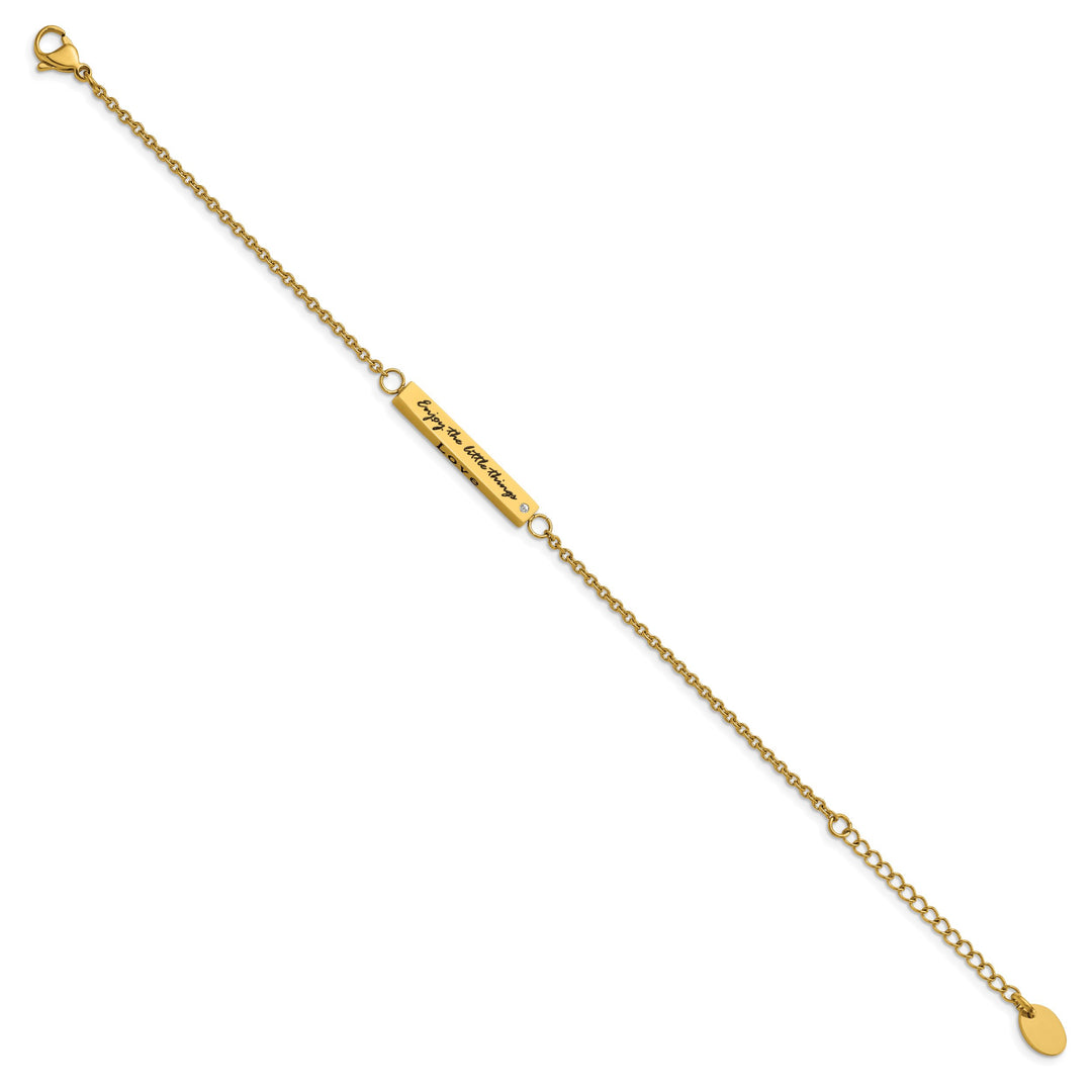 Chisel Stainless Steel Yellow IP-plated with CZ LOVE Dream Laugh