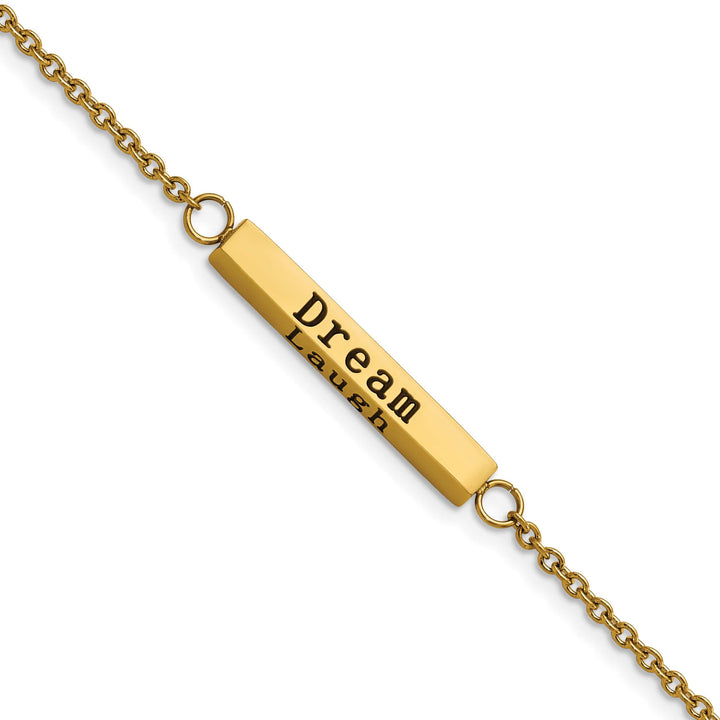 Chisel Stainless Steel Yellow IP-plated with CZ LOVE Dream Laugh