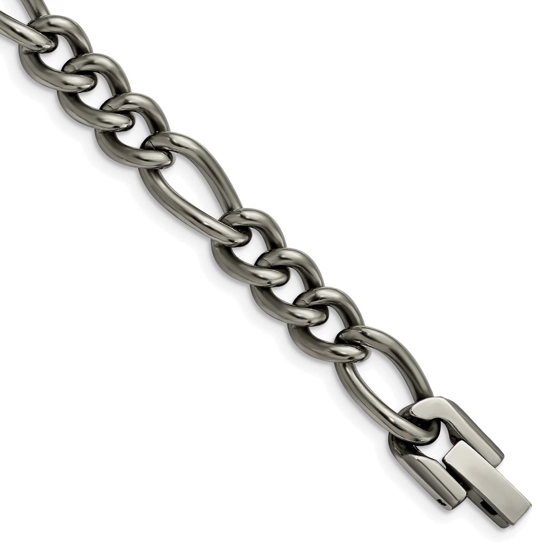 Chisel Titanium 7mm Figaro Bracelet 8.5 Inch