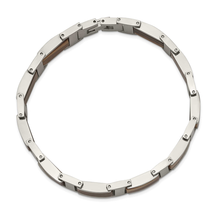 Chsiel Stainless Steel with Tiger's Eye Inlay 8.5" Link Bracelet