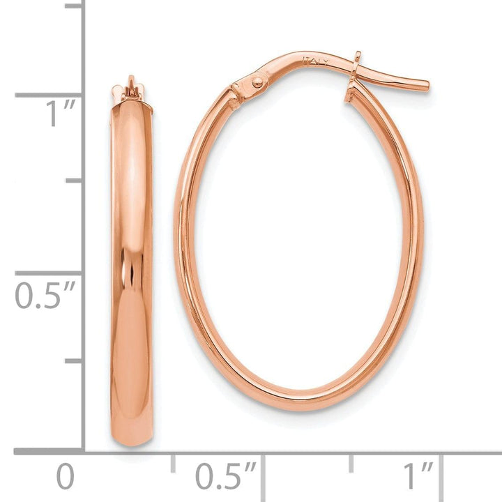 Lovely Rita's Earrings 10k Rose Gold Polished Finish Oval Hoop Earrings
