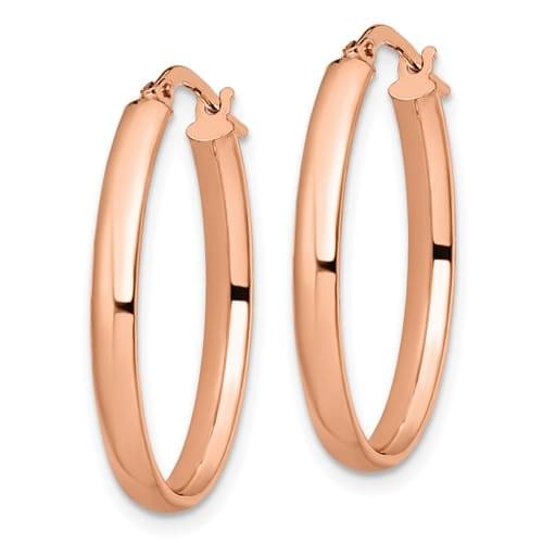 Lovely Rita's Earrings 10k Rose Gold Polished Finish Oval Hoop Earrings
