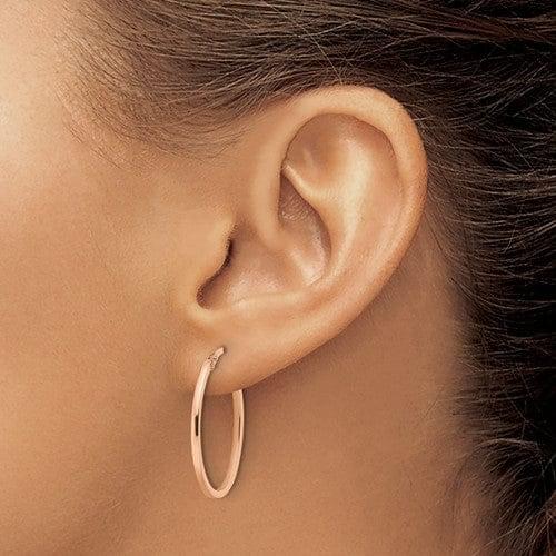Lovely Rita's Earrings 10K Rose Gold Polished Finish Oval Hoop Earrings