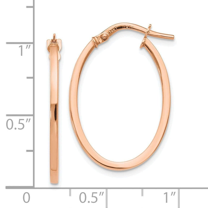 Lovely Rita's Earrings 10K Rose Gold Polished Finish Oval Hoop Earrings
