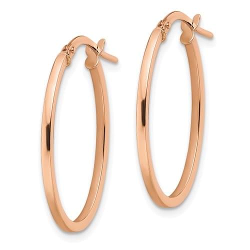 Lovely Rita's Earrings 10K Rose Gold Polished Finish Oval Hoop Earrings
