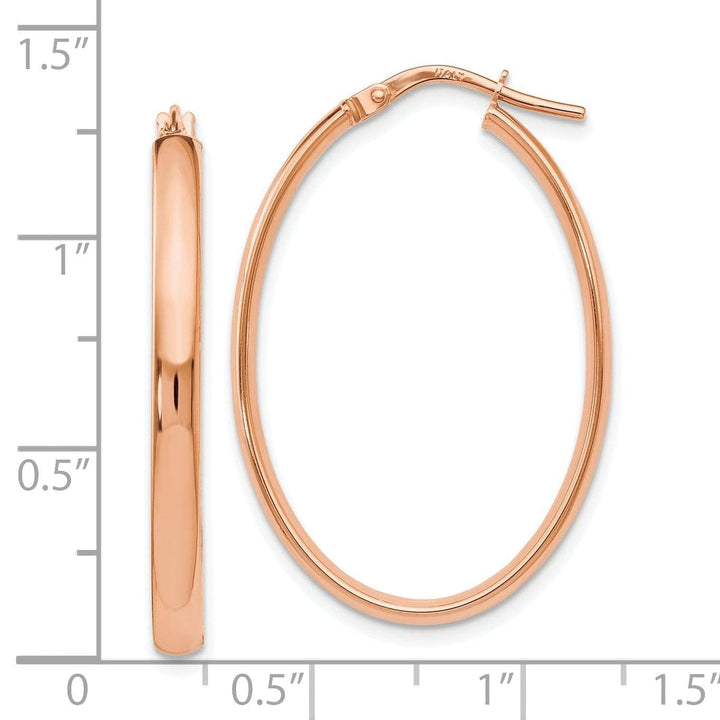 Lovely Rita's Earrings 10k Rose Gold Polished Finish Oval Hoop Earrings