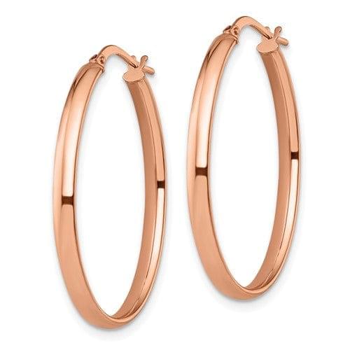 Lovely Rita's Earrings 10k Rose Gold Polished Finish Oval Hoop Earrings