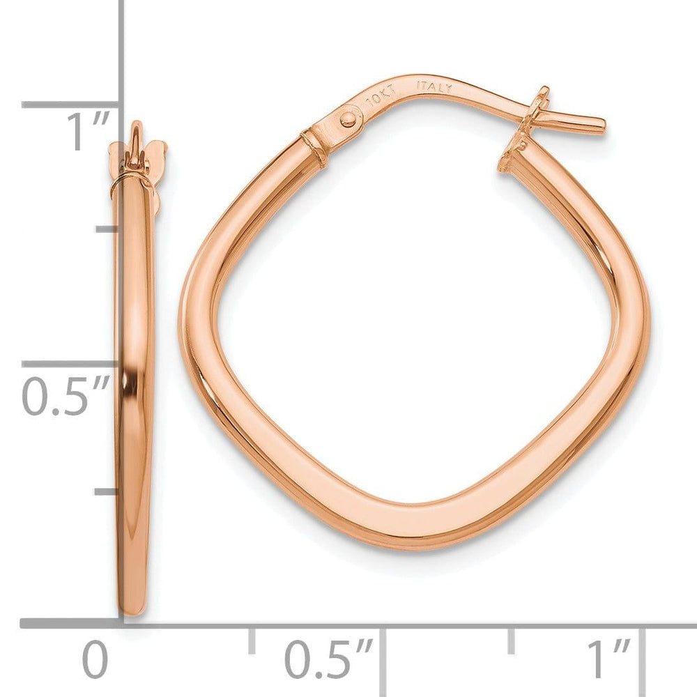 Lovely Rita's Earrings 10k Rose Gold Polished Finish Square Hoop Earrings