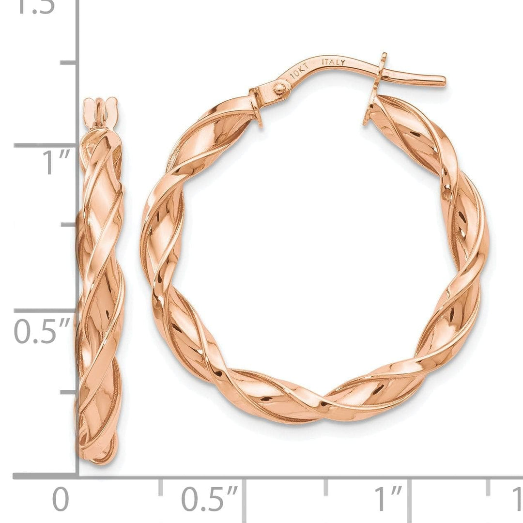 Lovely Rita's Earrings 10K Rose Gold Polished Finish Twisted Hoop Earrings