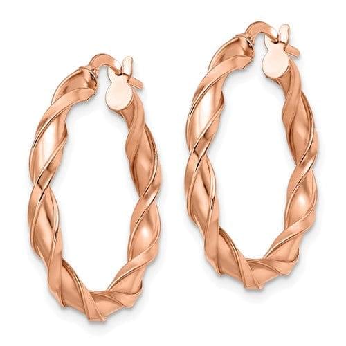 Lovely Rita's Earrings 10K Rose Gold Polished Finish Twisted Hoop Earrings