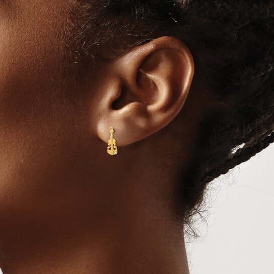Lovely Rita's Earrings 14k Madi K CZ Childrens Violin Post Earrings