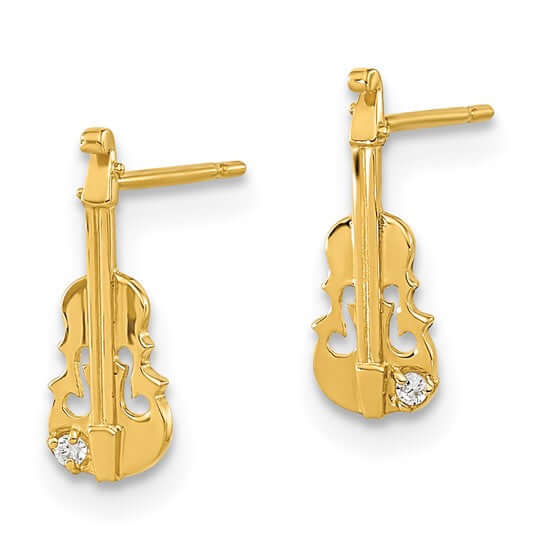 Lovely Rita's Earrings 14k Madi K CZ Childrens Violin Post Earrings