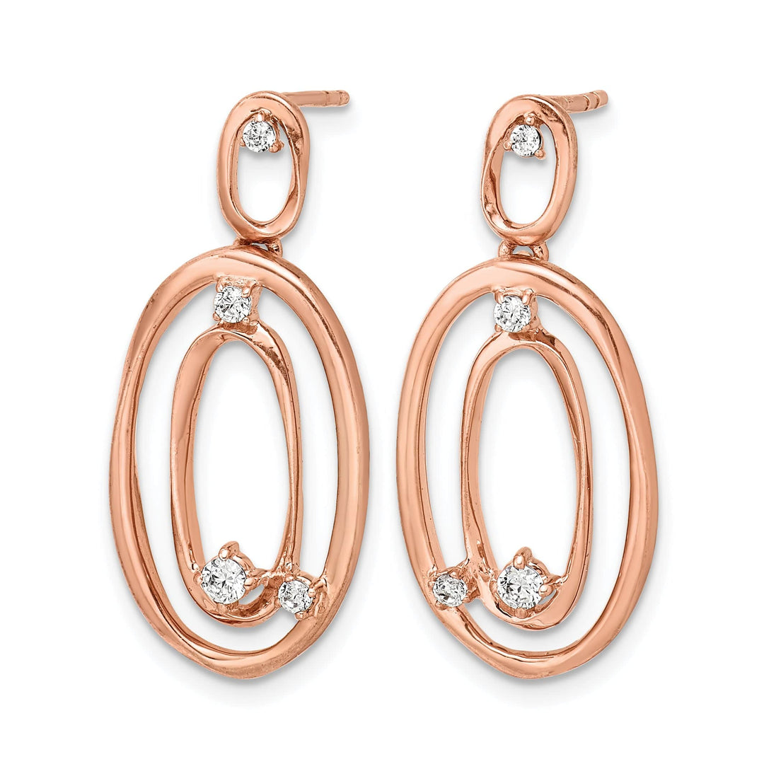 Lovely Rita's Earrings 14k Rose Gold 1/5 CT Diamond Oval Dangle Post Earrings