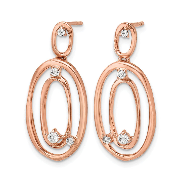 Lovely Rita's Earrings 14k Rose Gold 1/5 CT Diamond Oval Dangle Post Earrings