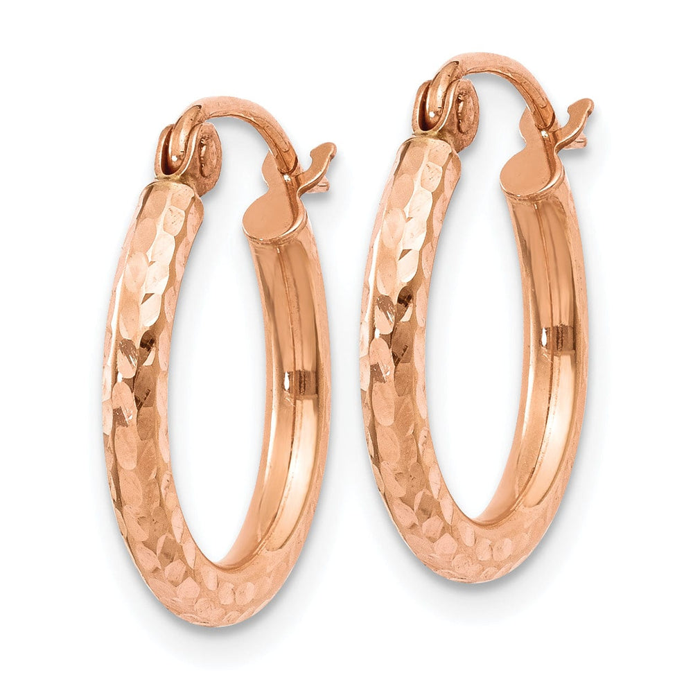 Lovely Rita's Earrings 14K Rose Gold Bold Diamond-Cut 2mm Lightweight Tube Hoop Earrings