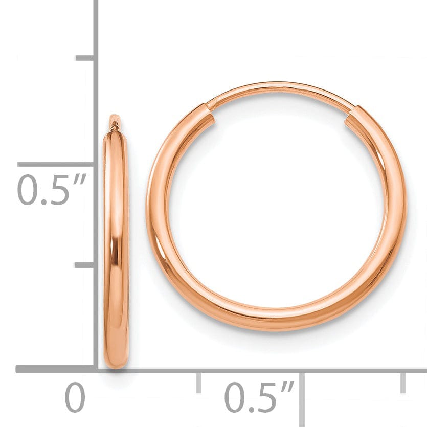 Lovely Rita's Earrings 14K Rose Gold Bold Polished 1.5x16mm Endless Hoop Earrings