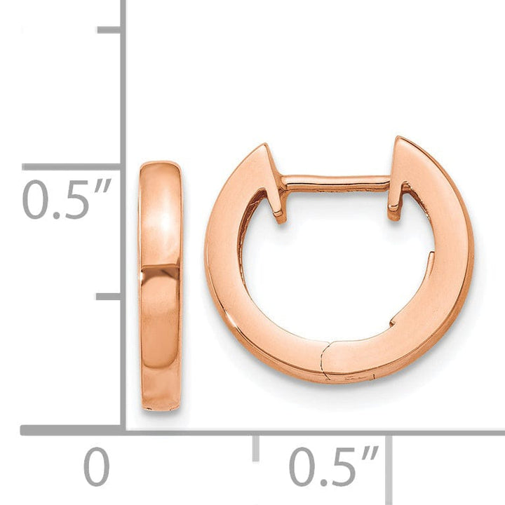 Lovely Rita's Earrings 14K Rose Gold Bold Polished 1.7mm Round Hinged Hoop Earrings