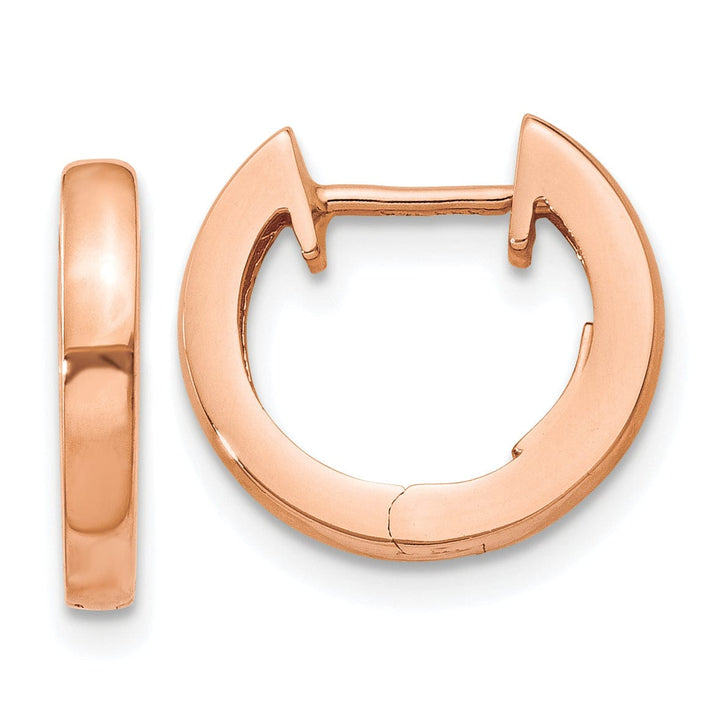 Lovely Rita's Earrings 14K Rose Gold Bold Polished 1.7mm Round Hinged Hoop Earrings