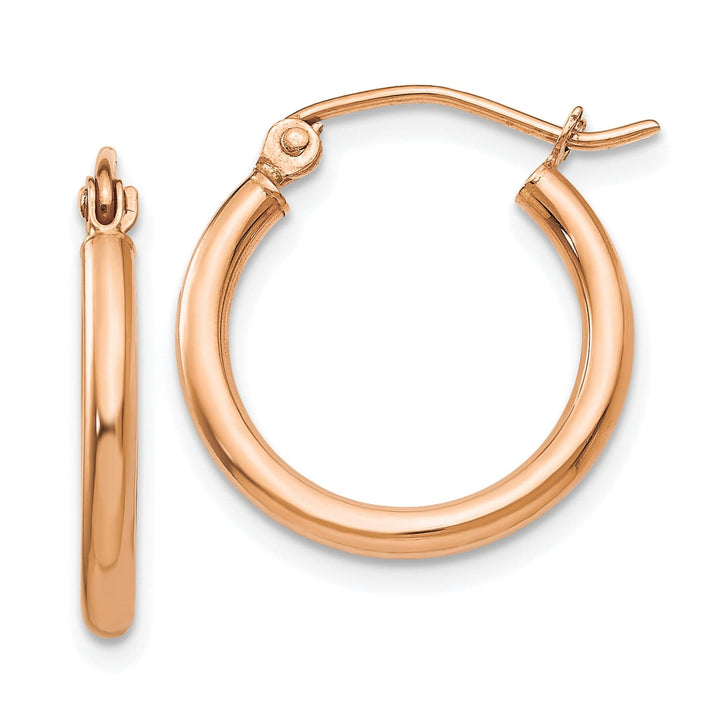 Lovely Rita's Earrings 14K Rose Gold Bold Polished 17mm Lightweight Tube Hoop Earrings