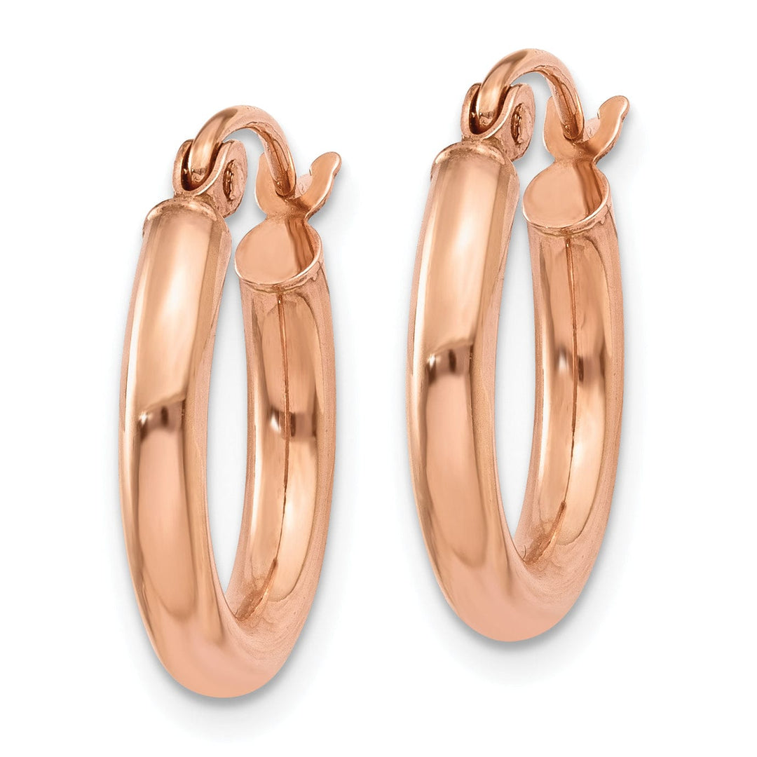 Lovely Rita's Earrings 14K Rose Gold Bold Polished 17mm Lightweight Tube Hoop Earrings