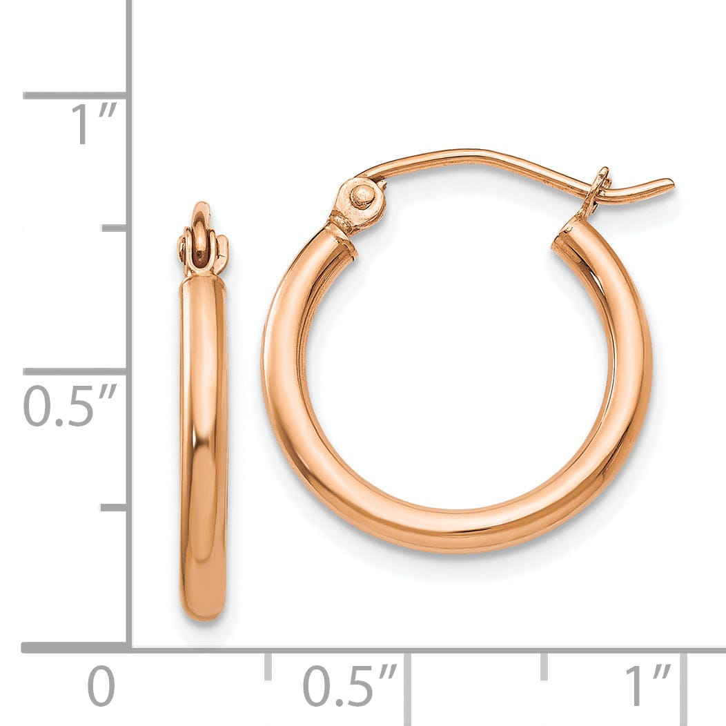 Lovely Rita's Earrings 14K Rose Gold Bold Polished 17mm Lightweight Tube Hoop Earrings