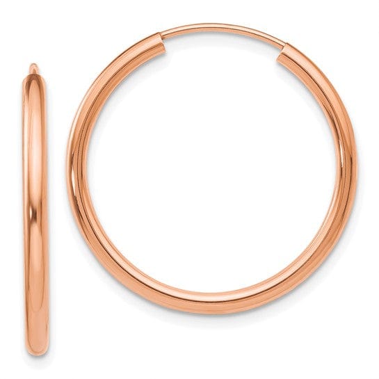 Lovely Rita's Earrings 14K Rose Gold Bold Polished Round 2x25mm Endless Hoop Earrings