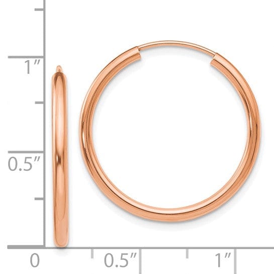 Lovely Rita's Earrings 14K Rose Gold Bold Polished Round 2x25mm Endless Hoop Earrings