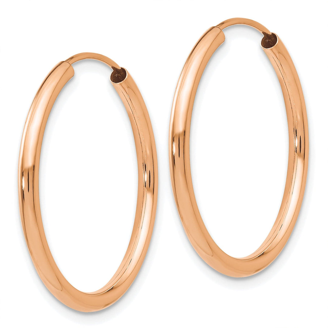 Lovely Rita's Earrings 14K Rose Gold Bold Polished Round 2x25mm Endless Hoop Earrings