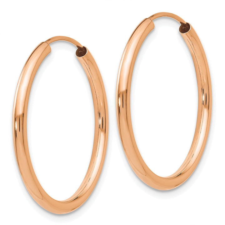 Lovely Rita's Earrings 14K Rose Gold Bold Polished Round 2x25mm Endless Hoop Earrings