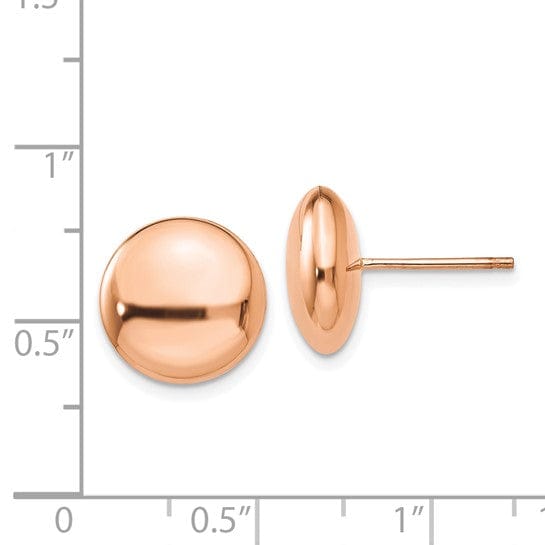 Lovely Rita's Earrings 14K Rose Gold Brilliant Polished 12mm Button Post Earrings