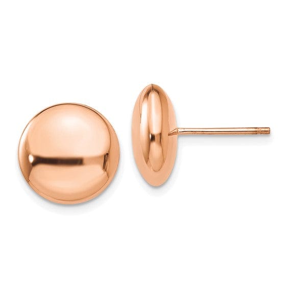 Lovely Rita's Earrings 14K Rose Gold Brilliant Polished 12mm Button Post Earrings