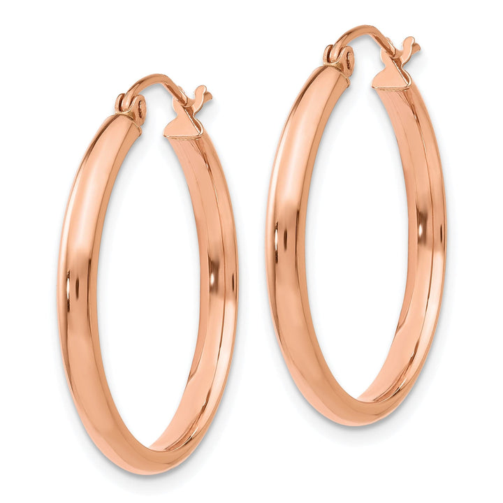 Lovely Rita's Earrings 14K Rose Gold Charming Polished 2.75mm Tube Hoop Earrings