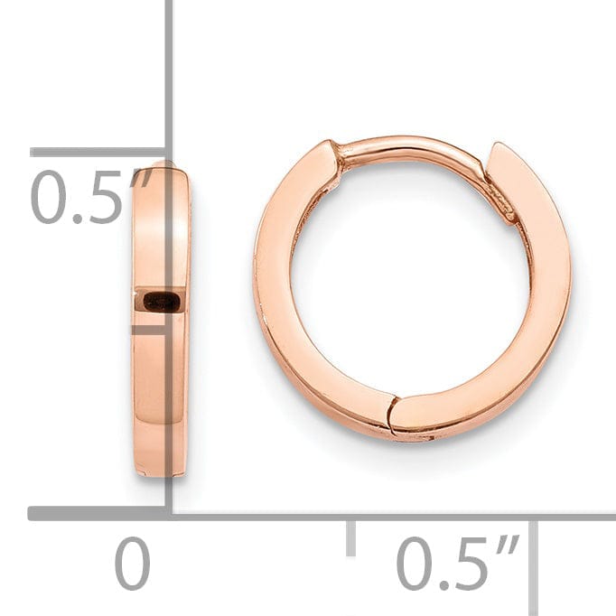 Lovely Rita's Earrings 14K Rose Gold Charming Polished 2mm Round Hinged Hoop Earrings