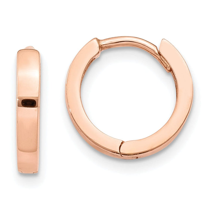Lovely Rita's Earrings 14K Rose Gold Charming Polished 2mm Round Hinged Hoop Earrings
