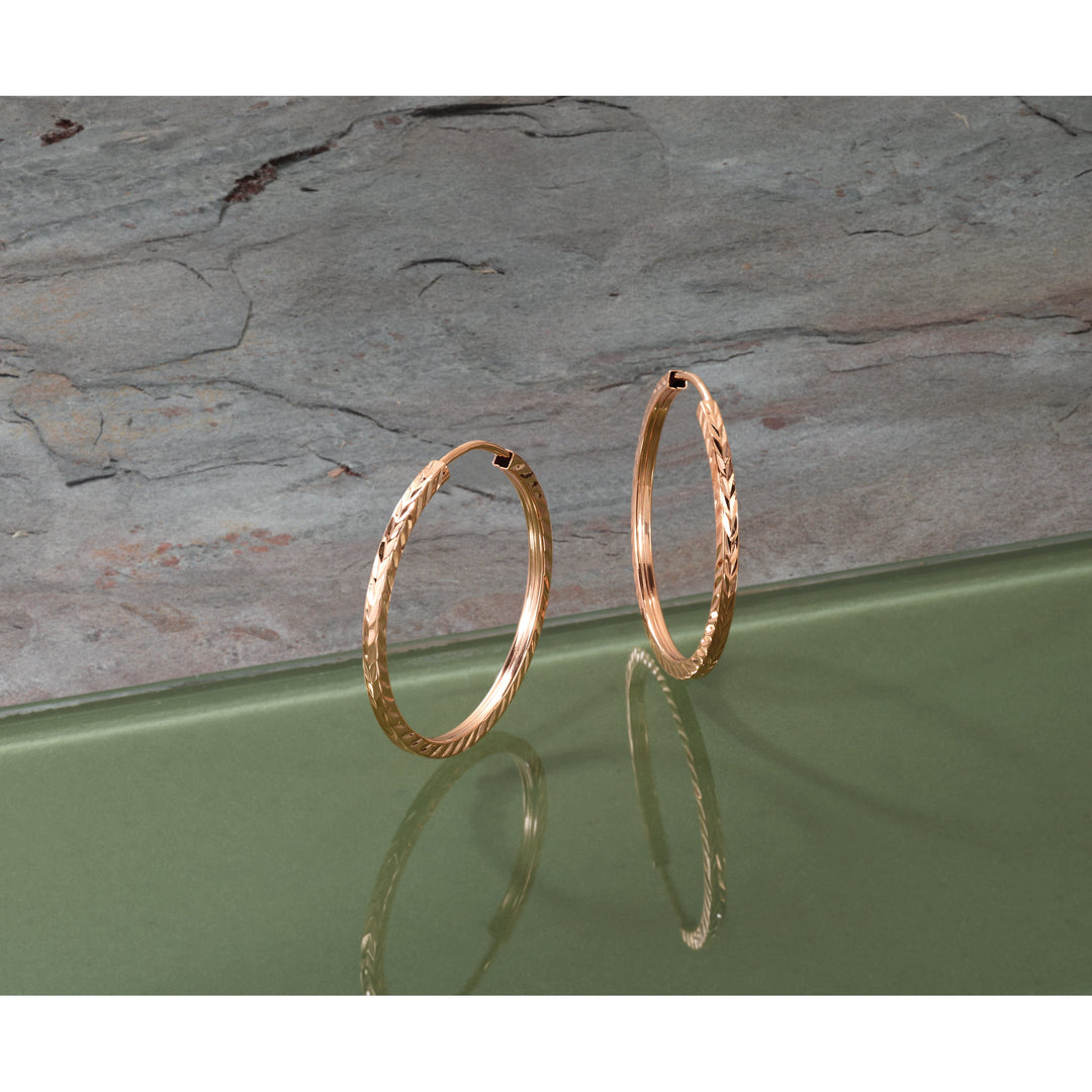Lovely Rita's Earrings 14K Rose Gold Chic D.C Square-Tube 1.6x25mm Endless Hoop Earrings