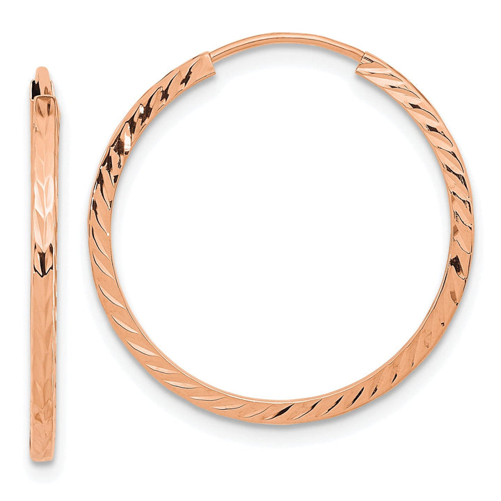Lovely Rita's Earrings 14K Rose Gold Chic D.C Square-Tube 1.6x25mm Endless Hoop Earrings