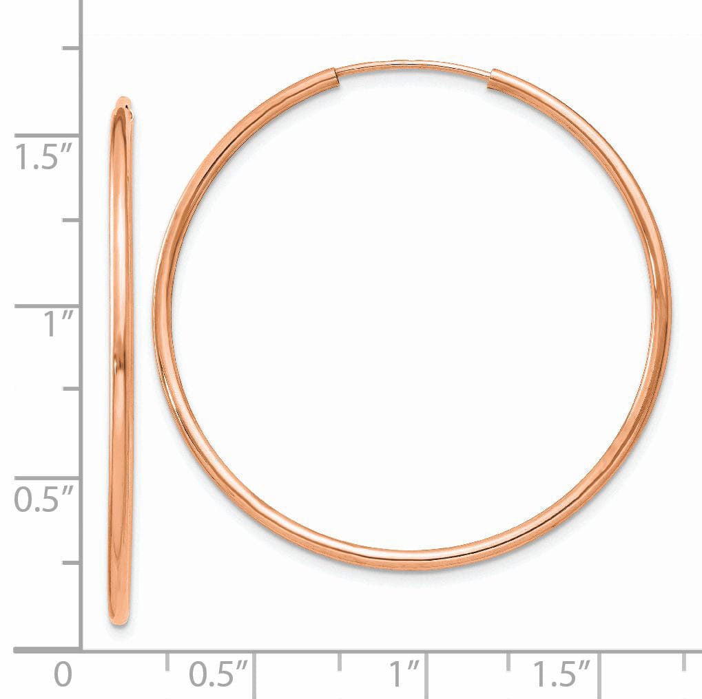 Lovely Rita's Earrings 14K Rose Gold Chic Polished 1.5x38mm Endless Hoop Earrings
