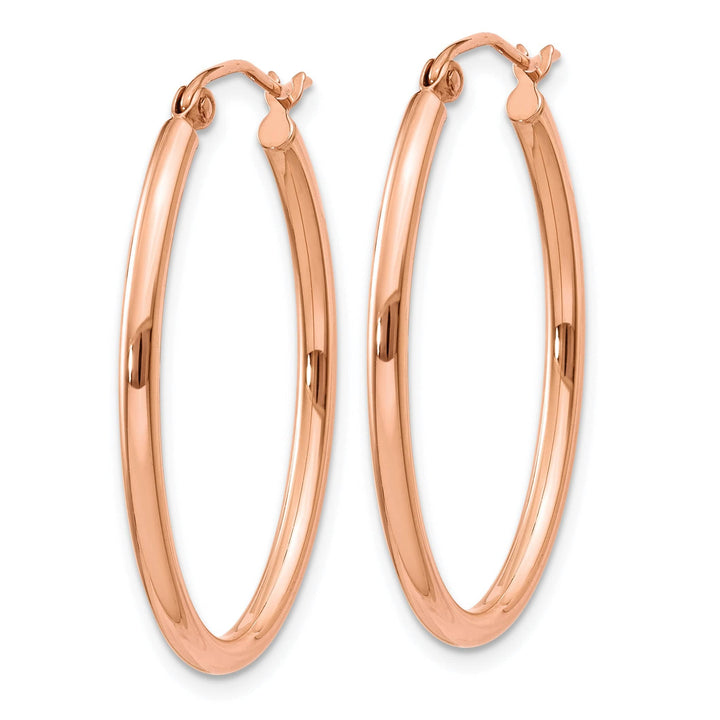 Lovely Rita's Earrings 14K Rose Gold Chic Polished 21 mm Oval Tube Hoop Earrings